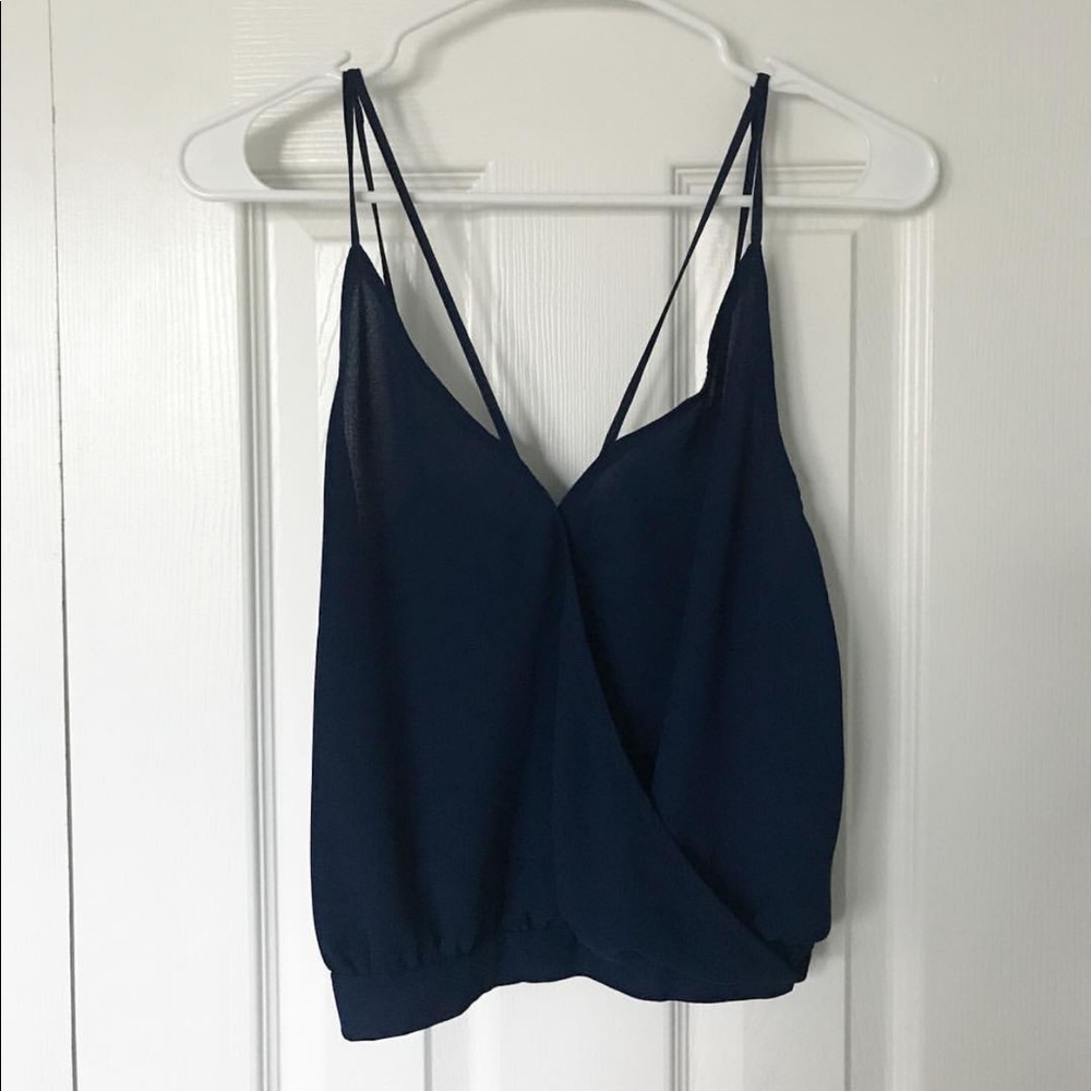 Navy crop top, zip back